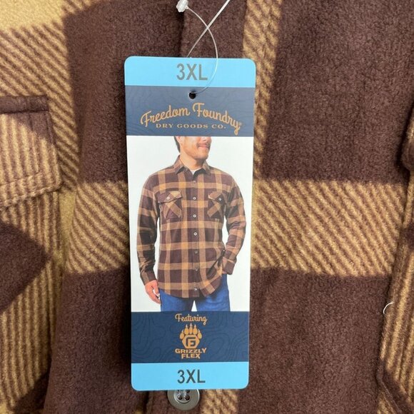 NEW Freedom Foundry Men's 3XL Grizzly Flex Plaid Fleece Button up Shirt - Picture 8 of 10
